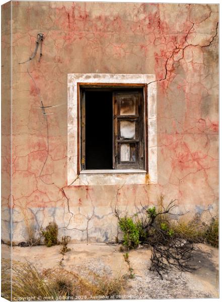 Derelict Window Canvas Print by mick gibbons