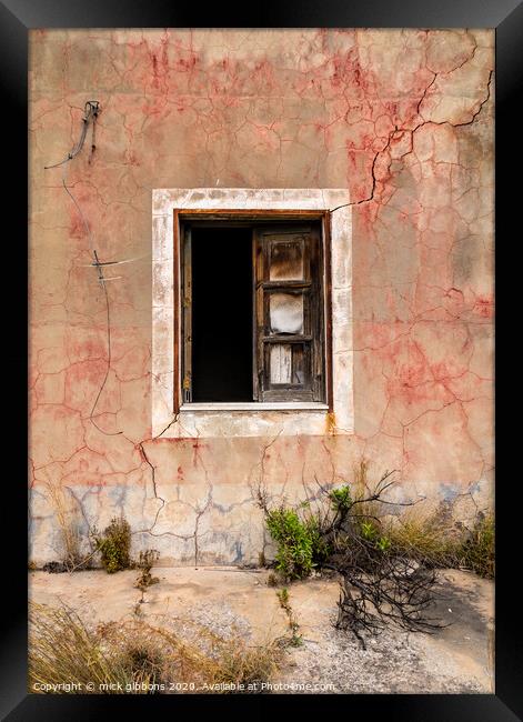 Derelict Window Framed Print by mick gibbons