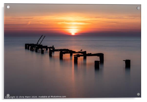 Sunset Pier Acrylic by Chris Mann