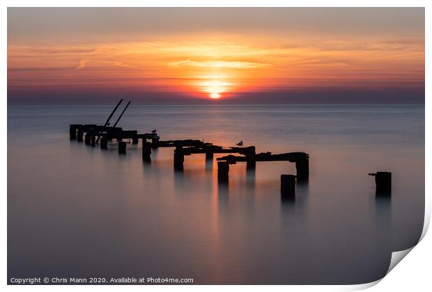 Sunset Pier Print by Chris Mann