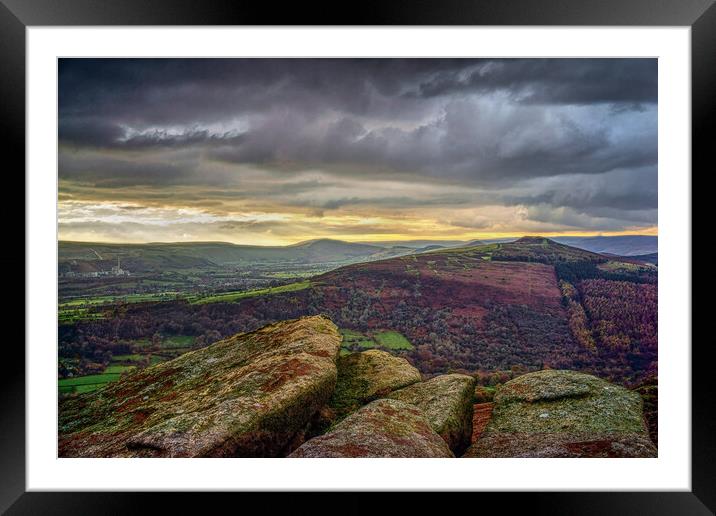 Stormy Skies over Win Hill  Framed Mounted Print by Darren Galpin