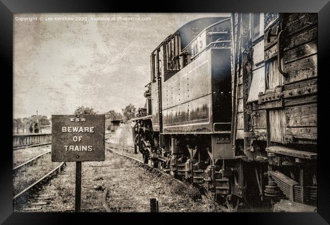 Beware of Trains Framed Print by Lee Kershaw