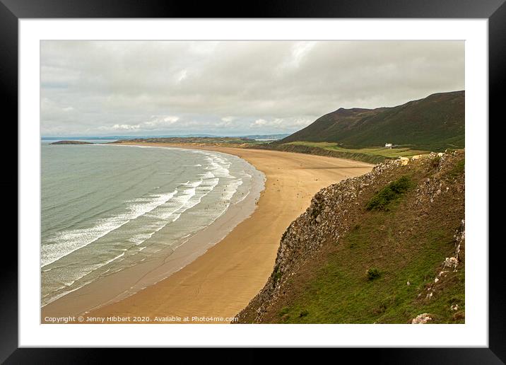 Looking down on Rhossili Bay, Gower Peninsular Framed Mounted Print by Jenny Hibbert