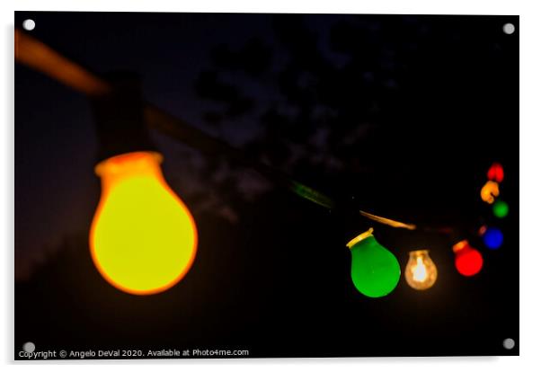 Colourful Festive Lightbulbs Acrylic by Angelo DeVal