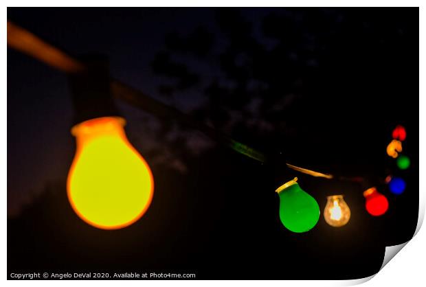 Colourful Festive Lightbulbs Print by Angelo DeVal
