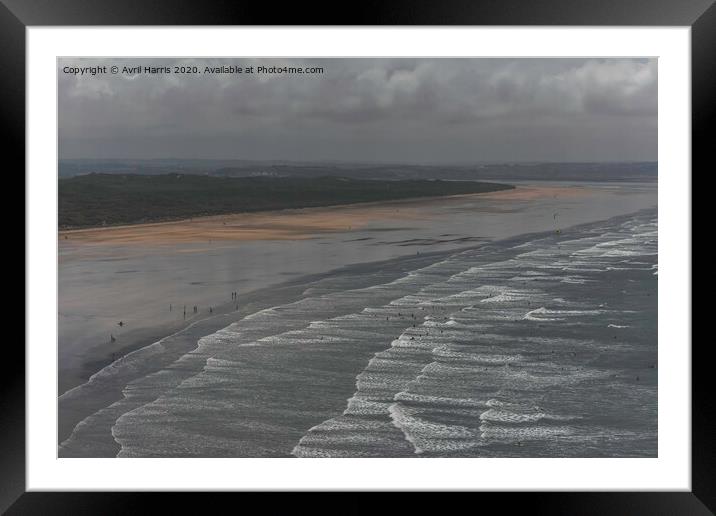Moody Woolacombe Beach Framed Mounted Print by Avril Harris
