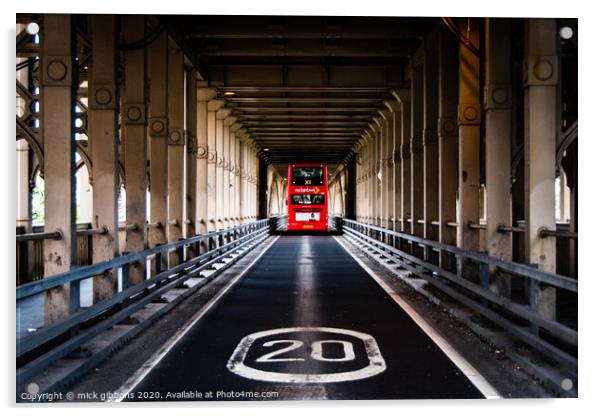 Red Bus Acrylic by mick gibbons