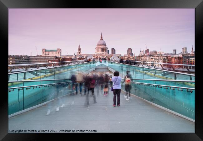 Tourist at millennium bridge London Framed Print by Martin Williams