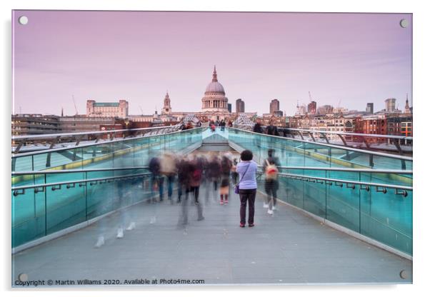 Tourist at millennium bridge London Acrylic by Martin Williams