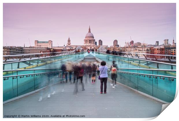 Tourist at millennium bridge London Print by Martin Williams