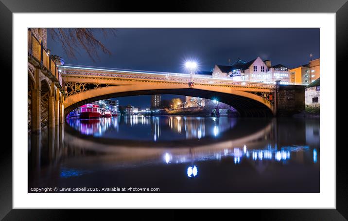 Night Reflections at Lendal Bridge, York Framed Mounted Print by Lewis Gabell