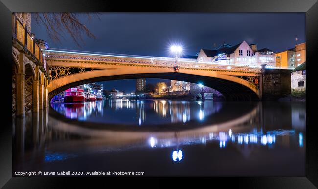 Night Reflections at Lendal Bridge, York Framed Print by Lewis Gabell