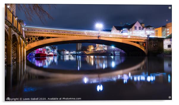 Night Reflections at Lendal Bridge, York Acrylic by Lewis Gabell