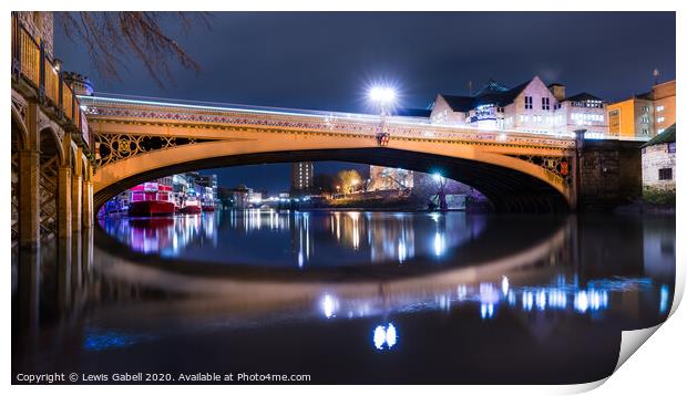 Night Reflections at Lendal Bridge, York Print by Lewis Gabell