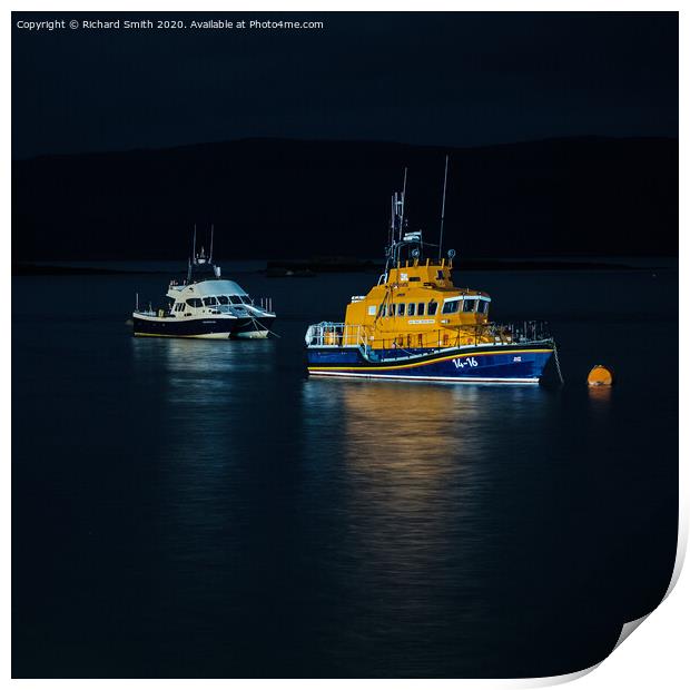 'Seaflower' and 'Earl Stanley Watson Barker', Portree lifeboat  Print by Richard Smith