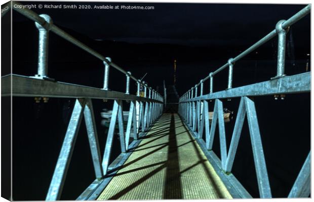 Gangway to pontoon at night. Canvas Print by Richard Smith