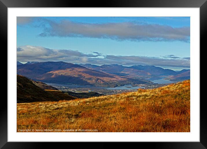 On top of Aonach Mor overlooking Fort William Framed Mounted Print by Jenny Hibbert