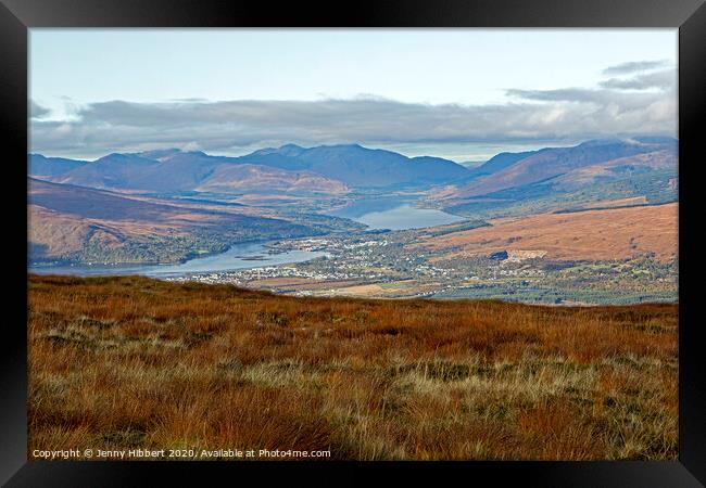 Aonach Mor looking over the hills & lochs of Lochabar Framed Print by Jenny Hibbert