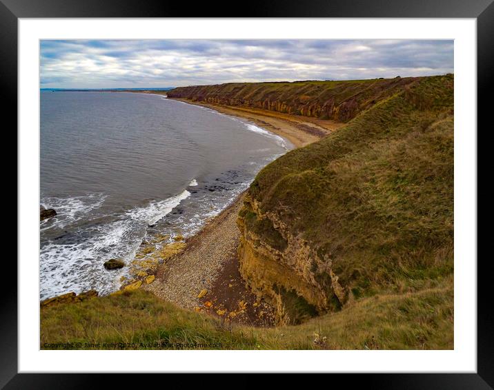 Oceanbeach clifftops at Blackhall Colliery  Framed Mounted Print by Janet Kelly
