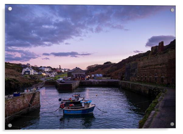 Porthgain Harbour at Dusk. Acrylic by Colin Allen