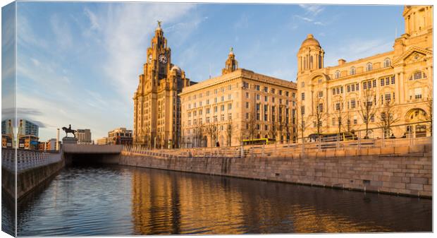 Dusk on the Liverpool waterfront Canvas Print by Jason Wells