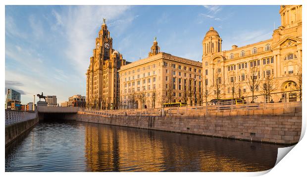 Dusk on the Liverpool waterfront Print by Jason Wells