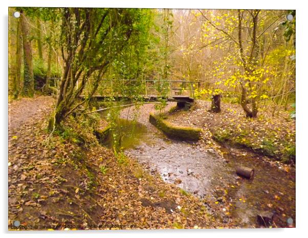 Autominal forest Scene in Castle Eden Dene Acrylic by Janet Kelly