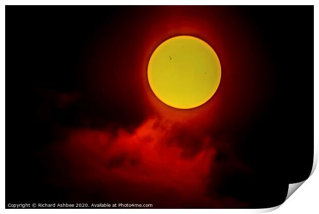 Sun on fire Print by Richard Ashbee