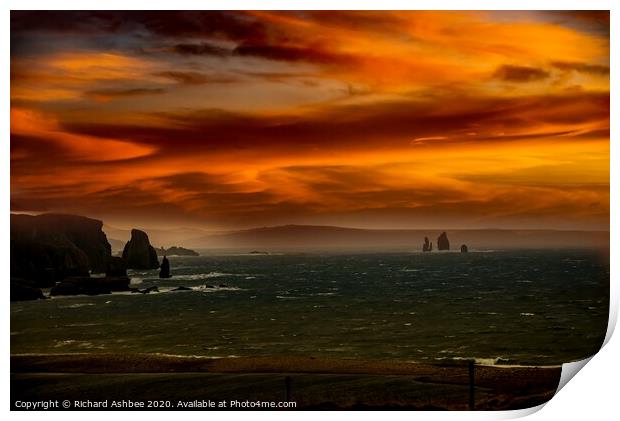The Drongs Sunrise Shetland Print by Richard Ashbee