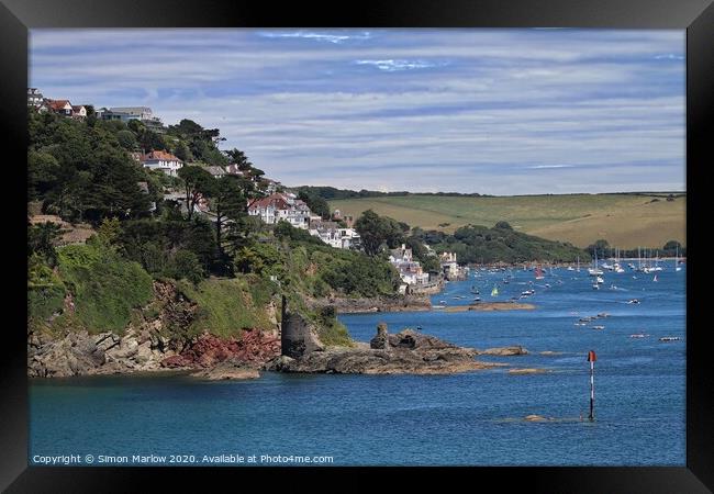 Salcombe from the coastal path Framed Print by Simon Marlow