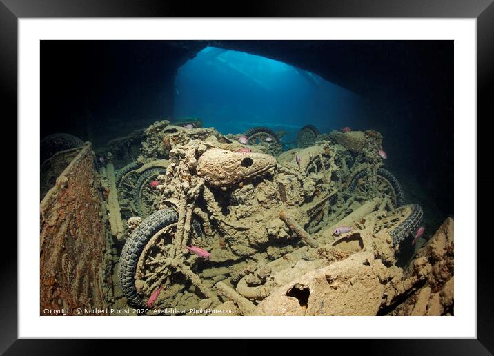 Motor cycles load at the Thistlegorm shipwreck Framed Mounted Print by Norbert Probst