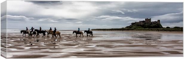Bamburgh Beach and Horses Canvas Print by Northeast Images