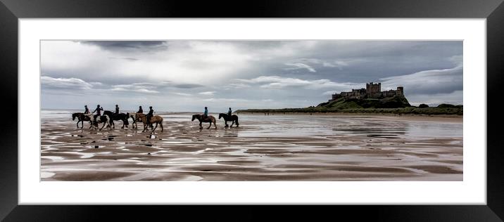 Bamburgh Beach and Horses Framed Mounted Print by Northeast Images