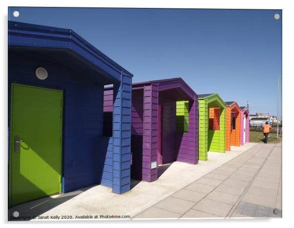 Seaside beach huts  Acrylic by Janet Kelly