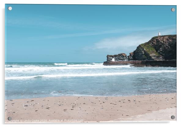 Calm Day at Portreath Acrylic by Linda Cooke