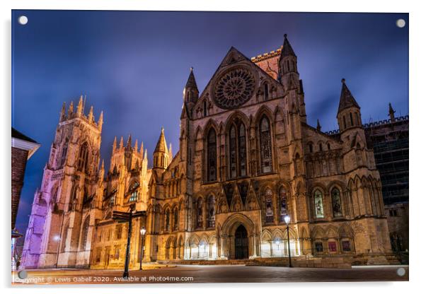 York Minster Cathedral illuminated at night Acrylic by Lewis Gabell