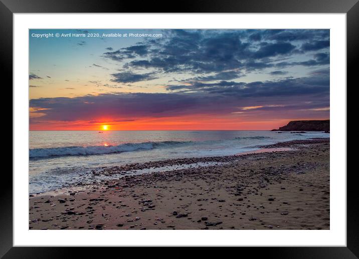 Majestic Sunset at Widemouth Bay Framed Mounted Print by Avril Harris
