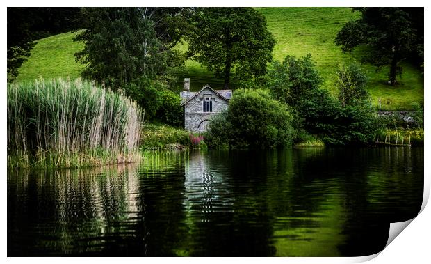 Grasmere Boathouse, Cumbria Print by Maggie McCall