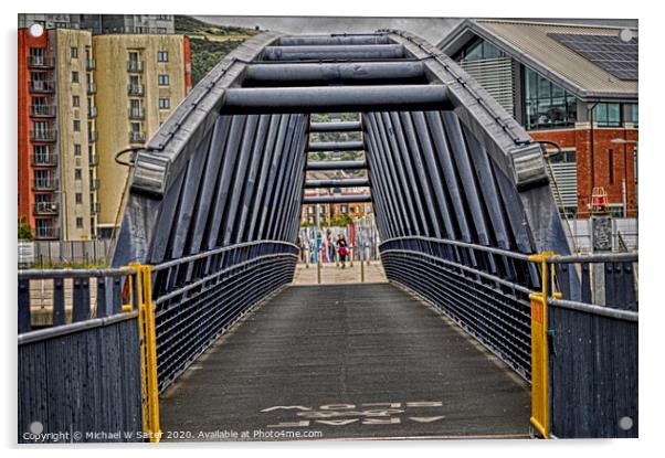 Swansea Marina Bridge Acrylic by Michael W Salter