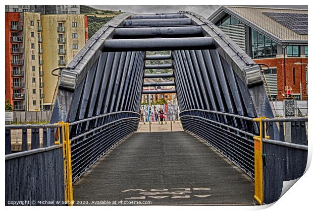 Swansea Marina Bridge Print by Michael W Salter