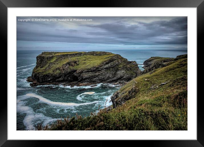 Tintagel Island Cornwall Framed Mounted Print by Avril Harris
