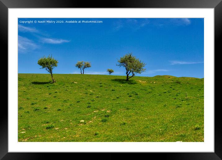 The lush green landscape close to the Besh Barmag (Five Finger) Mountain, Baku, Azerbaijan Framed Mounted Print by Navin Mistry