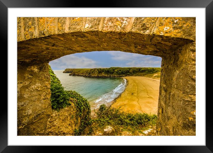 Through the Gate to Barafundle Bay. Framed Mounted Print by Paddy Art