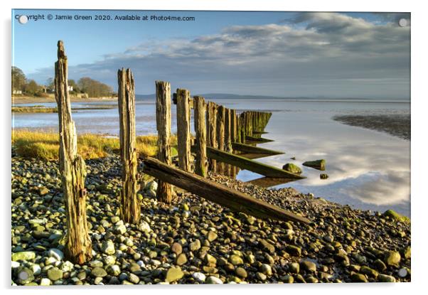 Aldingham Beach Acrylic by Jamie Green