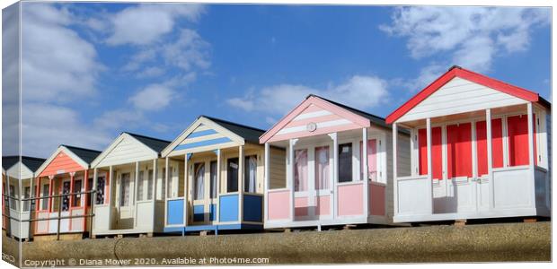 Southwold beach huts on the Promenade Canvas Print by Diana Mower