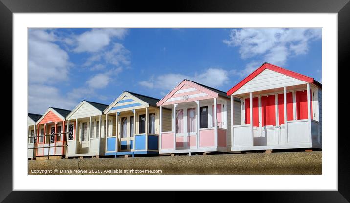 Southwold beach huts on the Promenade Framed Mounted Print by Diana Mower