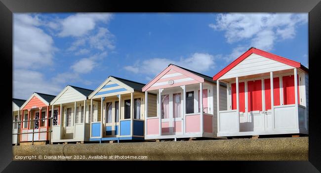 Southwold beach huts on the Promenade Framed Print by Diana Mower