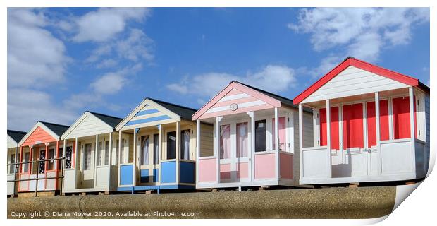 Southwold beach huts on the Promenade Print by Diana Mower
