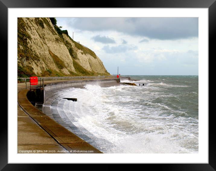 Stormy coast at Ventnor on the Isle of Wight. Framed Mounted Print by john hill