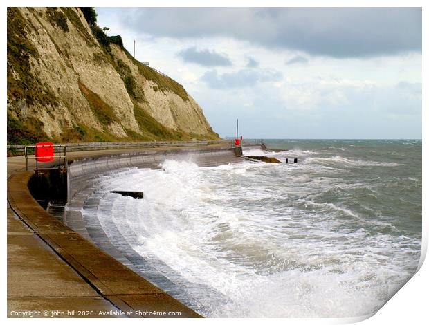 Stormy coast at Ventnor on the Isle of Wight. Print by john hill